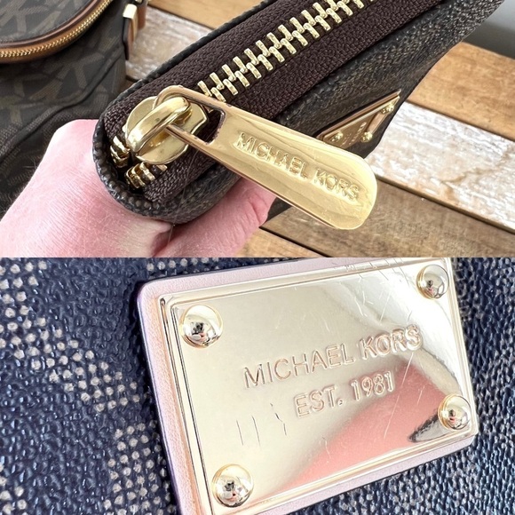 Michael Kors Brown Jet Medium Convertible Shoulder Bag Tassel Matching Wallet - Picture 14 of 16